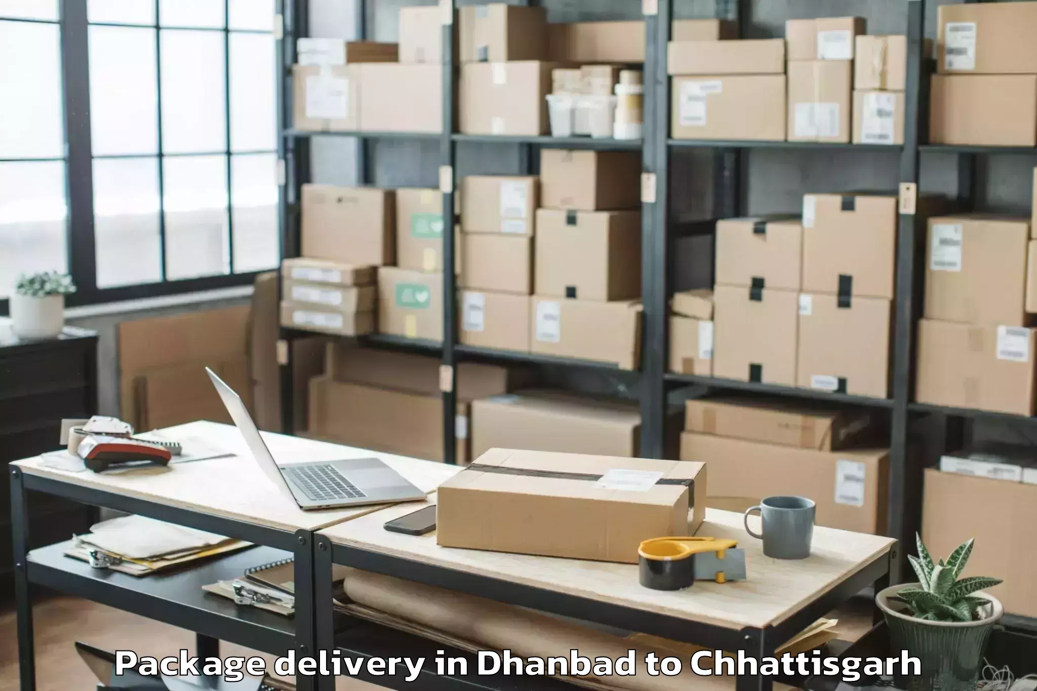 Easy Dhanbad to Bastar Package Delivery Booking